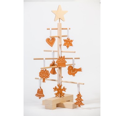 Xmas3 XS2 leseno božično drevo   z okraski  Terracotta